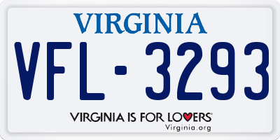 VA license plate VFL3293
