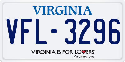 VA license plate VFL3296