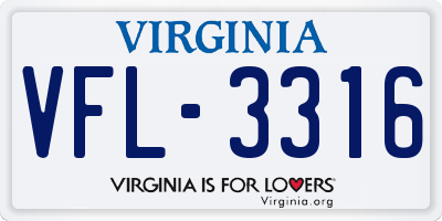 VA license plate VFL3316