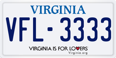 VA license plate VFL3333