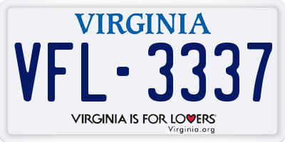 VA license plate VFL3337