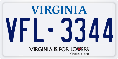 VA license plate VFL3344