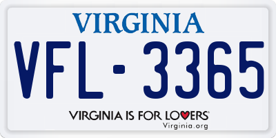 VA license plate VFL3365