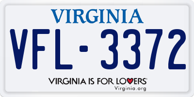 VA license plate VFL3372