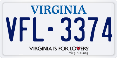 VA license plate VFL3374
