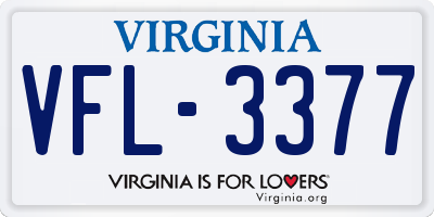 VA license plate VFL3377