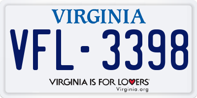 VA license plate VFL3398