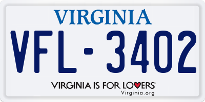 VA license plate VFL3402