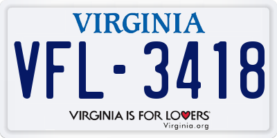 VA license plate VFL3418