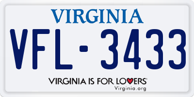 VA license plate VFL3433