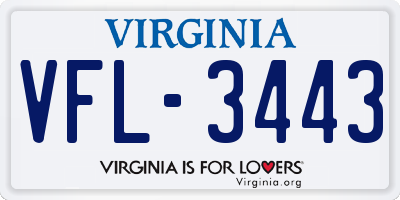 VA license plate VFL3443