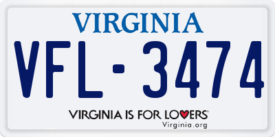 VA license plate VFL3474
