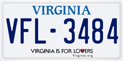 VA license plate VFL3484