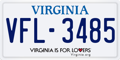 VA license plate VFL3485