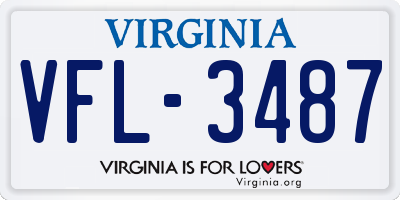 VA license plate VFL3487