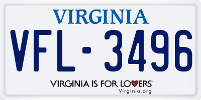 VA license plate VFL3496
