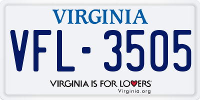 VA license plate VFL3505