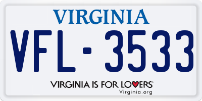 VA license plate VFL3533