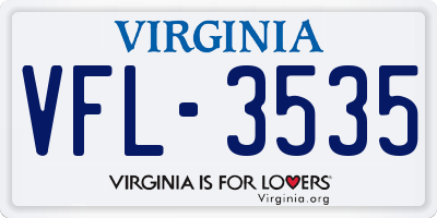 VA license plate VFL3535