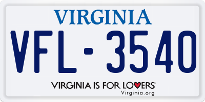 VA license plate VFL3540