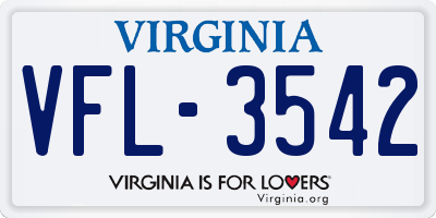 VA license plate VFL3542