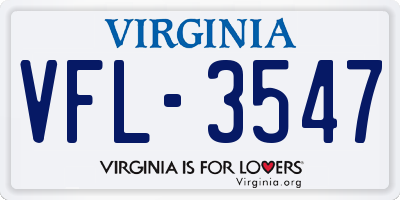 VA license plate VFL3547
