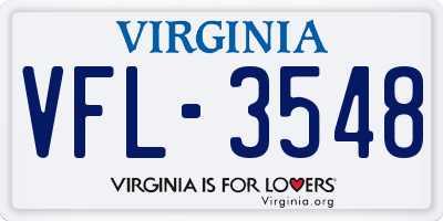 VA license plate VFL3548