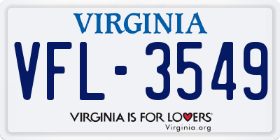 VA license plate VFL3549