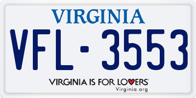 VA license plate VFL3553