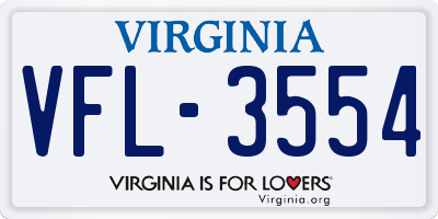 VA license plate VFL3554