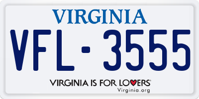 VA license plate VFL3555