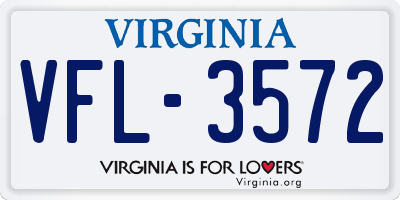 VA license plate VFL3572