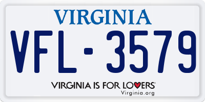 VA license plate VFL3579