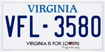 VA license plate VFL3580