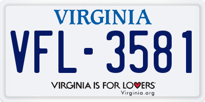 VA license plate VFL3581
