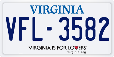 VA license plate VFL3582