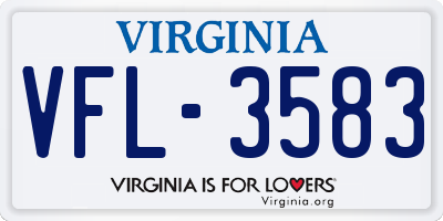 VA license plate VFL3583