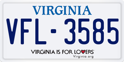 VA license plate VFL3585