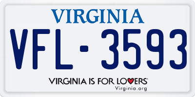VA license plate VFL3593