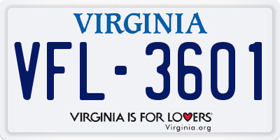 VA license plate VFL3601