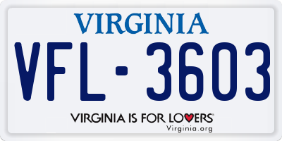 VA license plate VFL3603