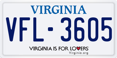 VA license plate VFL3605