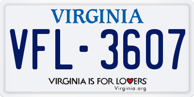 VA license plate VFL3607