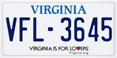 VA license plate VFL3645