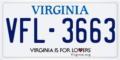 VA license plate VFL3663