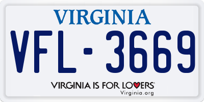 VA license plate VFL3669