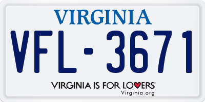 VA license plate VFL3671