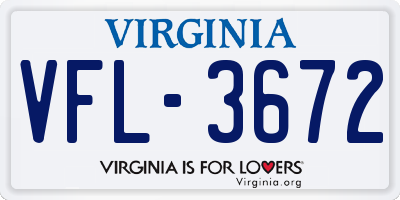 VA license plate VFL3672