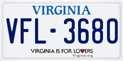 VA license plate VFL3680