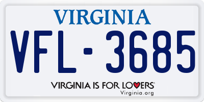 VA license plate VFL3685